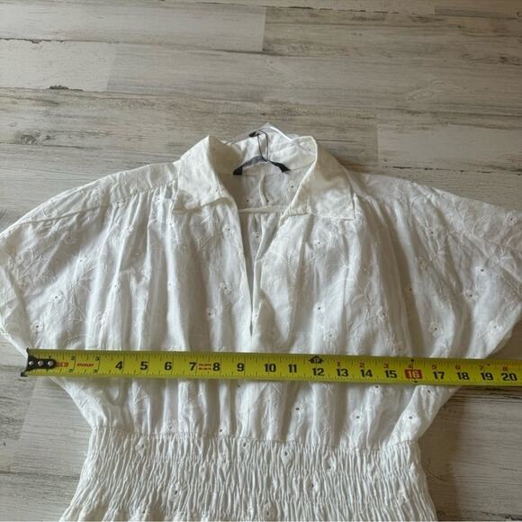 NWT Zara Openwork Embroidered Midi Cotton Dress Oyster White Blogger Favorite XS - Picture 13 of 16